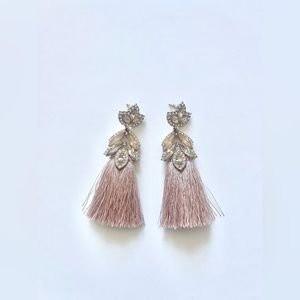 Forever 21 Blush Pink and Rose Gold Crystal Tassel Earrings